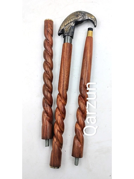 Brass Raven Antique style Cane Handle Wooden Walking Rope cane-Walking Stick-Cane 3 Part Open Accessories Spare Part GIFT-3