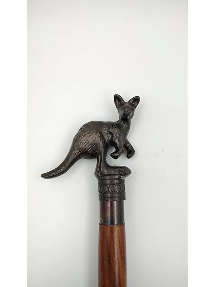 Antique Finish Metal Kangaroo Head Handle Wooden Walking cane-Walking Stick-Cane 3 Part Open Accessories Spare Part GIFT-1