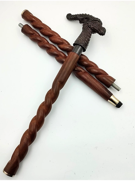 Antique Finish Metal Dragon Head Handle Wooden Walking cane-Walking Stick-Cane 3 Part Open Accessories Spare Part GIFT-2