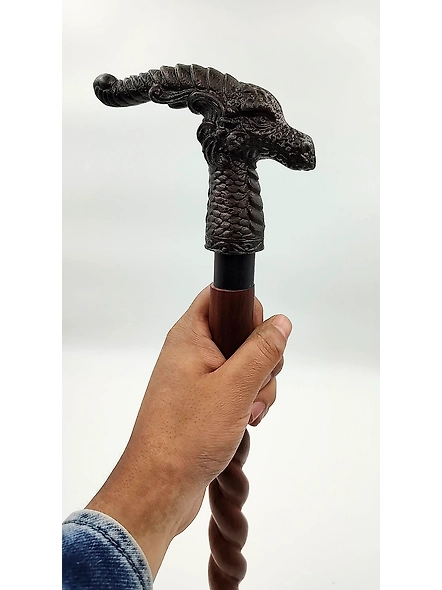 Antique Finish Metal Dragon Head Handle Wooden Walking cane-Walking Stick-Cane 3 Part Open Accessories Spare Part GIFT-3