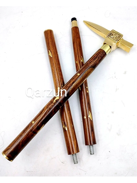 Brass Anvil Cane Head Handle Wooden Walking cane-Walking Stick-Cane 3 Part Open Accessories Spare Part GIFT mothers day gift-1