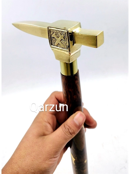 Brass Anvil Cane Head Handle Wooden Walking cane-Walking Stick-Cane 3 Part Open Accessories Spare Part GIFT mothers day gift-2