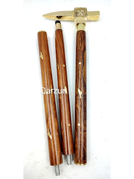 Brass Anvil Cane Head Handle Wooden Walking cane-Walking Stick-Cane 3 Part Open Accessories Spare Part GIFT mothers day gift-3