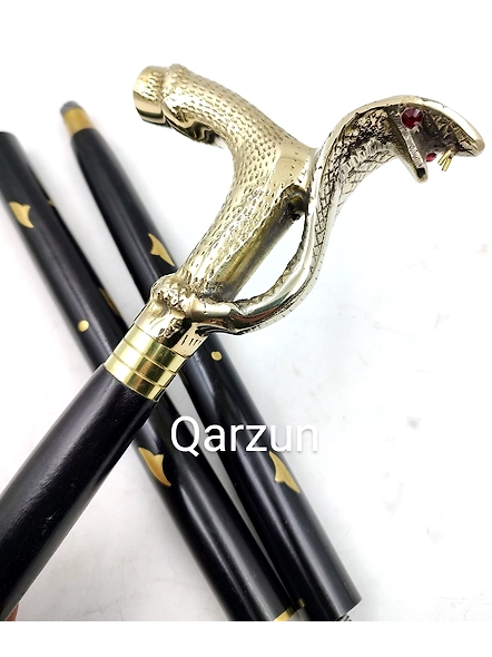 Set of Solid Brass Cobra Snake Handle wood walking stick cane 3 part open stick 2 finish wood stick grandfather gift , anniversary gift-2