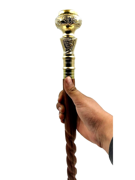 Compass Gentleman's Walking Stick, 36 Inch, Brass Handle and Hardwood Cane, Victorian Handle Designer Antique Wooden Compass Stick Gifts-3