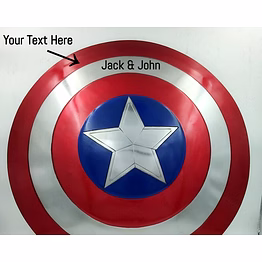 personalized text on captain america shield marvels avengers legend metal with leather adjustable strap back side and come with leather bag