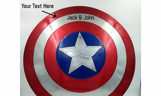 Personalized text on Captain America Shield Marvels Avengers Legend Metal with Leather adjustable strap back side and come with Leather Bag