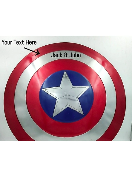 Personalized text on Captain America Shield Marvels Avengers Legend Metal with Leather adjustable strap back side and come with Leather Bag-As1085