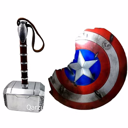 captain america broken shield thor hammer battle damage style metal prop replica - avengers endgame