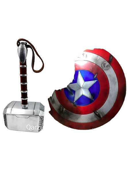 Captain America Broken Shield Thor Hammer Battle damage style Metal Prop Replica - Avengers Endgame-As1087