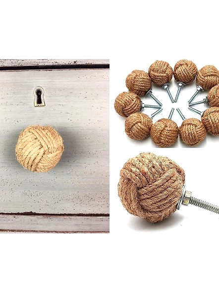 Jute Rope Door Knobs Sets Drawer Pulls for Cabinets, Wardrobes &amp; Kitchen Cupboards Door Knob-As1096