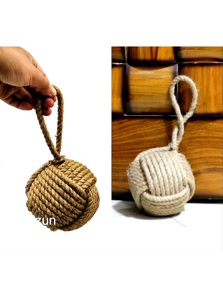 Marseille Handmade Monkey Knot Jute Rope Door Stopper (4 lbs) Jute Rope Door Stopper-As1097