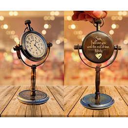 personalized table clock - engraved office desk small clock - minimalist desktop clock - clock for back side - meaningful gift for loved one