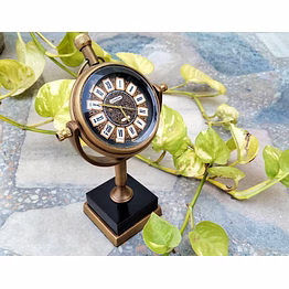 antique brown brass table clock office desk small clock - marble base desktop clock - clock for meaningful gift for loved one