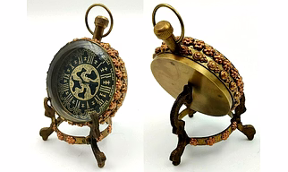 Antique Brown Finish Brass Table Clock office desk small clock - Special Stand Desktop clock - Clock for Meaningful gift for loved one