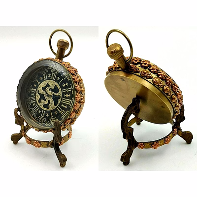 antique brown finish brass table clock office desk small clock - special stand desktop clock - clock for meaningful gift for loved one