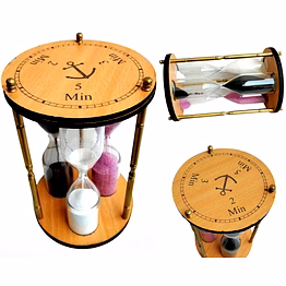 wood 3 tube sand timer multiple minutes 2 min, 3 min, 5 min multicolour hourglass sand clock collectible desktop decorative item
