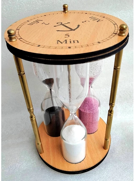 Wood 3 tube sand timer multiple minutes 2 min, 3 min, 5 min multicolour hourglass sand clock collectible desktop decorative item-3