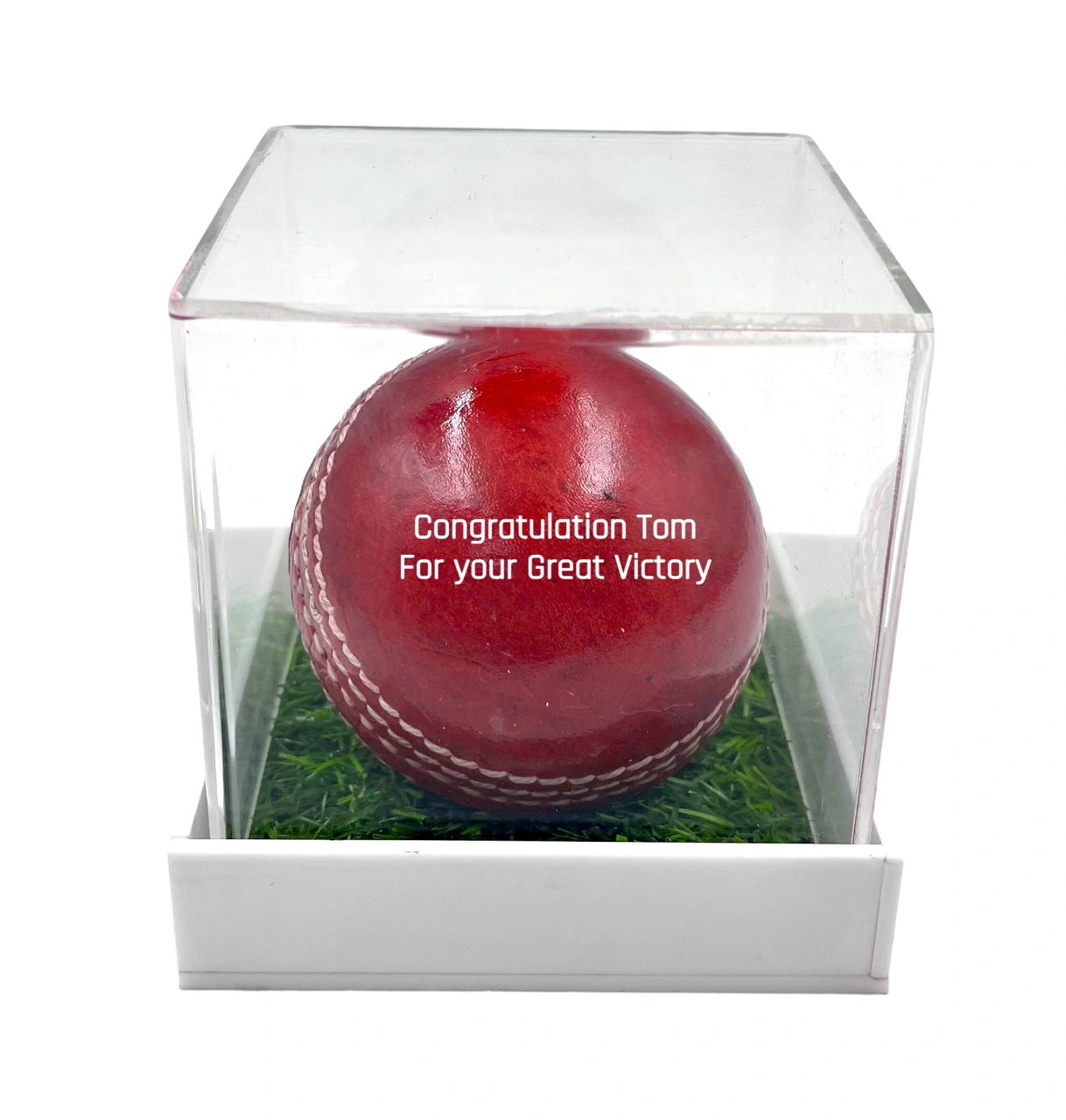 Personalized Leather Ball (Red), Standard Size 1Pc your text on Ball with Acrylic Display Box-12596906