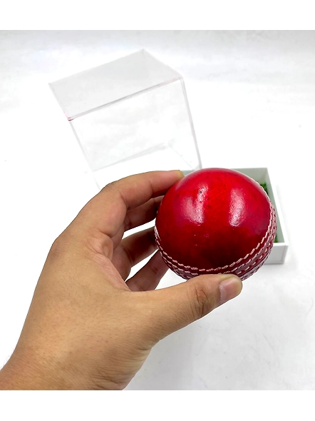 Personalized Leather Ball (Red), Standard Size 1Pc your text on Ball with Acrylic Display Box-1