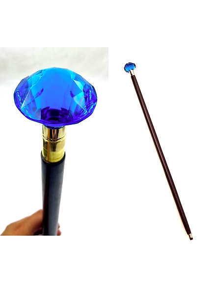 Acrylic Crystal Handle wood walking stick cane 3 part open stick-12597810