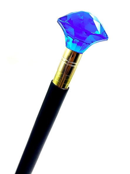 Acrylic Crystal Handle wood walking stick cane 3 part open stick-3