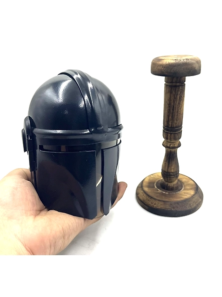Miniature The Mandalorian Helmet, Display Wood Stand Collectible Decoration Set for Adults, Men, Women, Mom, Dad, Collectible Gift Idea-12693115
