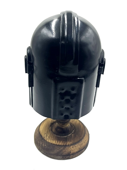 Miniature The Mandalorian Helmet, Display Wood Stand Collectible Decoration Set for Adults, Men, Women, Mom, Dad, Collectible Gift Idea-2