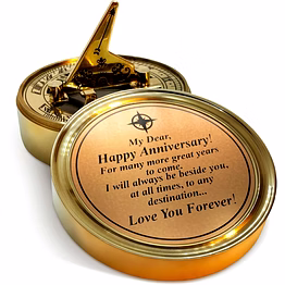 anniversary sundial compass gift for him or her - unique gift ideas for husband or wife, men wedding anniversary