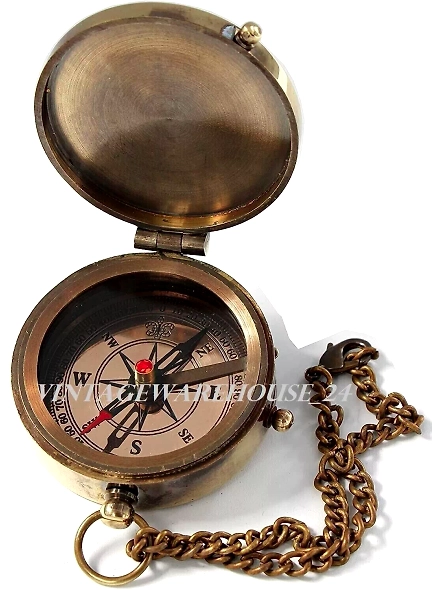 Pocket Compass with 100 Years Calendar Brass Nautical Birthday Gift for Your lovedones-1