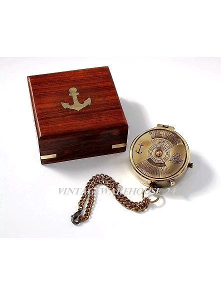 Pocket Compass with 100 Years Calendar Brass Nautical Birthday Gift for Your lovedones-12693129