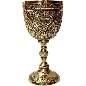 Handmade Brass Wine Chalice Goblet – Artisanal Craftsmanship, Antique Vintage Design – Elegant Cups for Wedding, Church, Festive Events