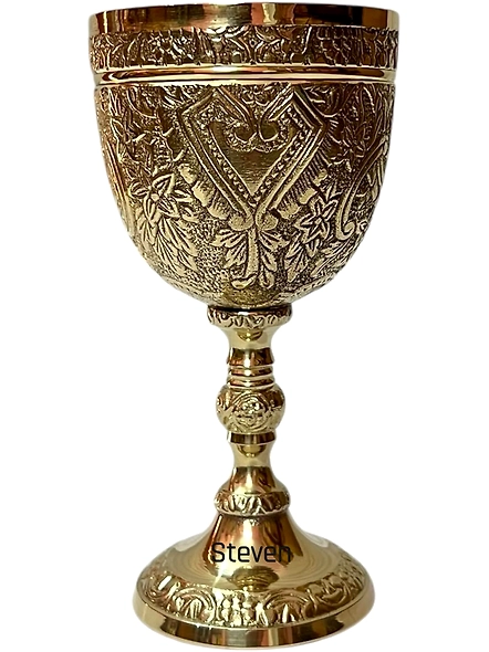 Handmade Brass Wine Chalice Goblet – Artisanal Craftsmanship, Antique Vintage Design – Elegant Cups for Wedding, Church, Festive Events-12693131