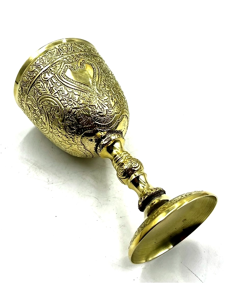 Handmade Brass Wine Chalice Goblet – Artisanal Craftsmanship, Antique Vintage Design – Elegant Cups for Wedding, Church, Festive Events-2