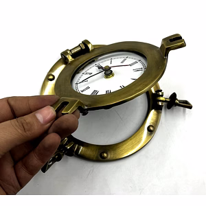 Aluminum porthole clock 6" wall decorative