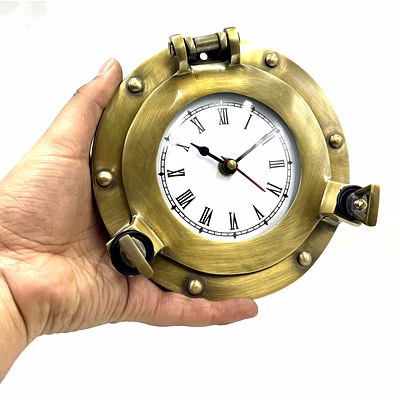 aluminum porthole clock 6" wall decorative