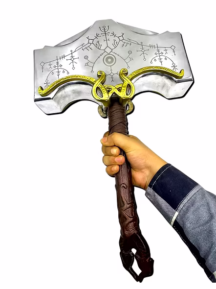 God of war Hammer Heavy Aluminum Cosplay 1/1 Scale Movie Prop Replica The Avengers Weapon, Production Process. Silver-12718155