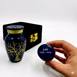 personalized mini keepsake urn for ashes: handcrafted sharing urn with velvet box