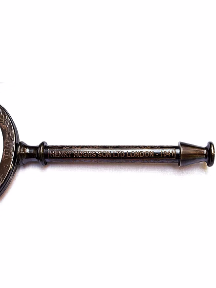 Vintage Antique Henry London Leather Case Brass Marine Handheld Magnifying Glass - Xmas Gallery Gifts (Brown)-2