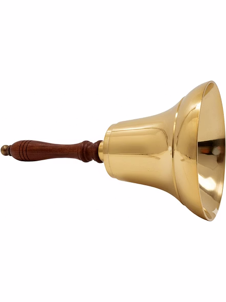 Personalized Engraved Large Brass Ship Wood Handle Hand Bell Decorative Bell, Meditation Bell for Home Decor