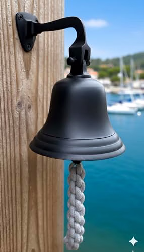 qarzun black metal ship bell wall hanging bell small size door bell