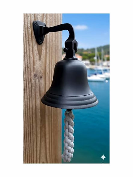 Black Metal Ship Bell Wall Hanging Bell Small Size Door Bell-3