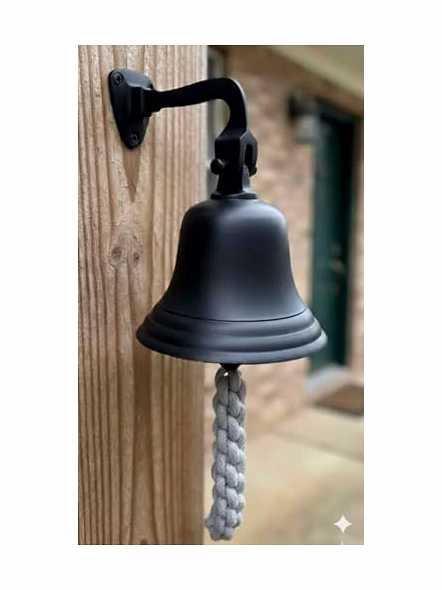 Black Metal Ship Bell Wall Hanging Bell Small Size Door Bell-4