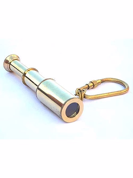 Goblins Brass Instruments Brass Handicraft Telescope Keychain for Car, Bike, Cycle and Home Keys (Golden)-Qarzun1002