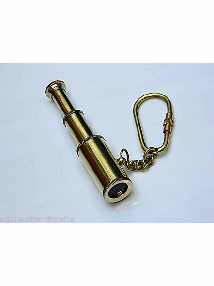 Goblins Brass Instruments Brass Handicraft Telescope Keychain for Car, Bike, Cycle and Home Keys (Golden)-1