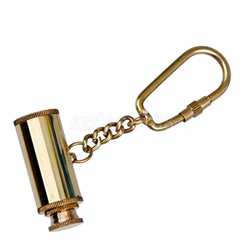 Goblins Brass Instruments Brass Handicraft Telescope Keychain for Car, Bike, Cycle and Home Keys (Golden) image 3