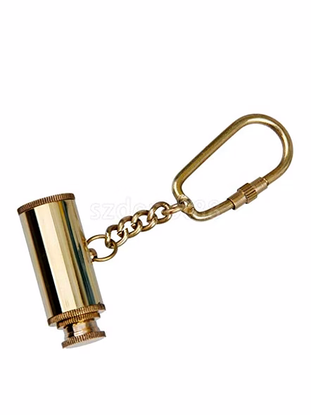 Goblins Brass Instruments Brass Handicraft Telescope Keychain for Car, Bike, Cycle and Home Keys (Golden)-2