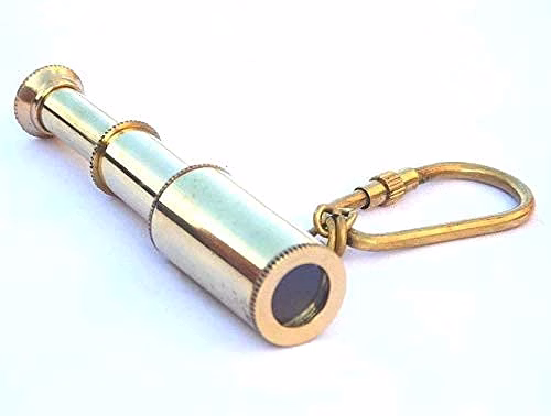 Goblins Brass Instruments Brass Handicraft Telescope Keychain for Car, Bike, Cycle and Home Keys (Golden) image 4