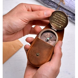 qarzun personalized pocket compass brass nautical with leather cover birthday gift for your lovedones