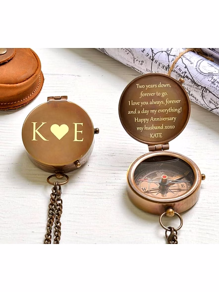Personalized Pocket Compass Brass Nautical with Leather Cover Birthday Gift for Your lovedones-1
